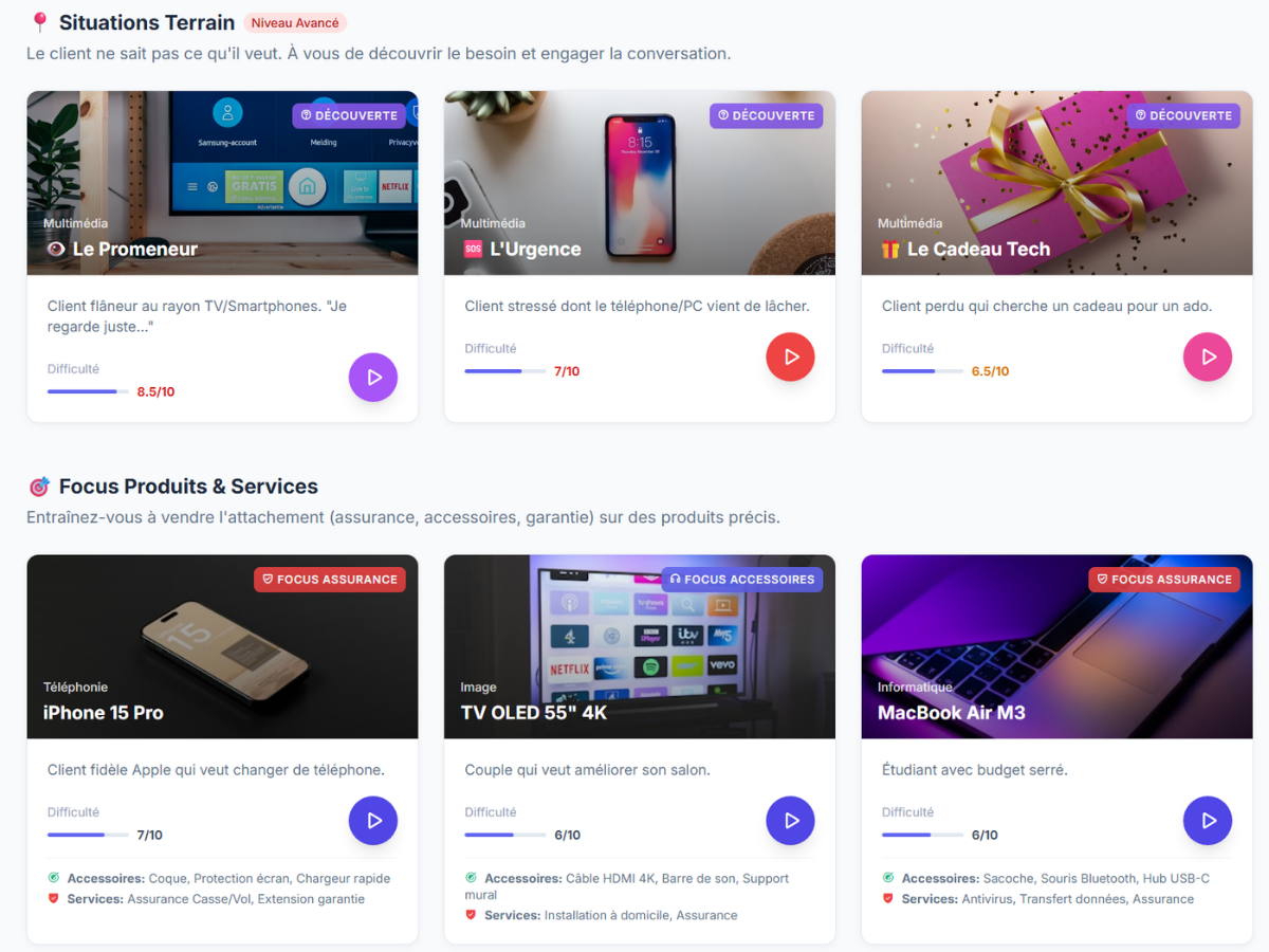 Sélection des scénarios retail